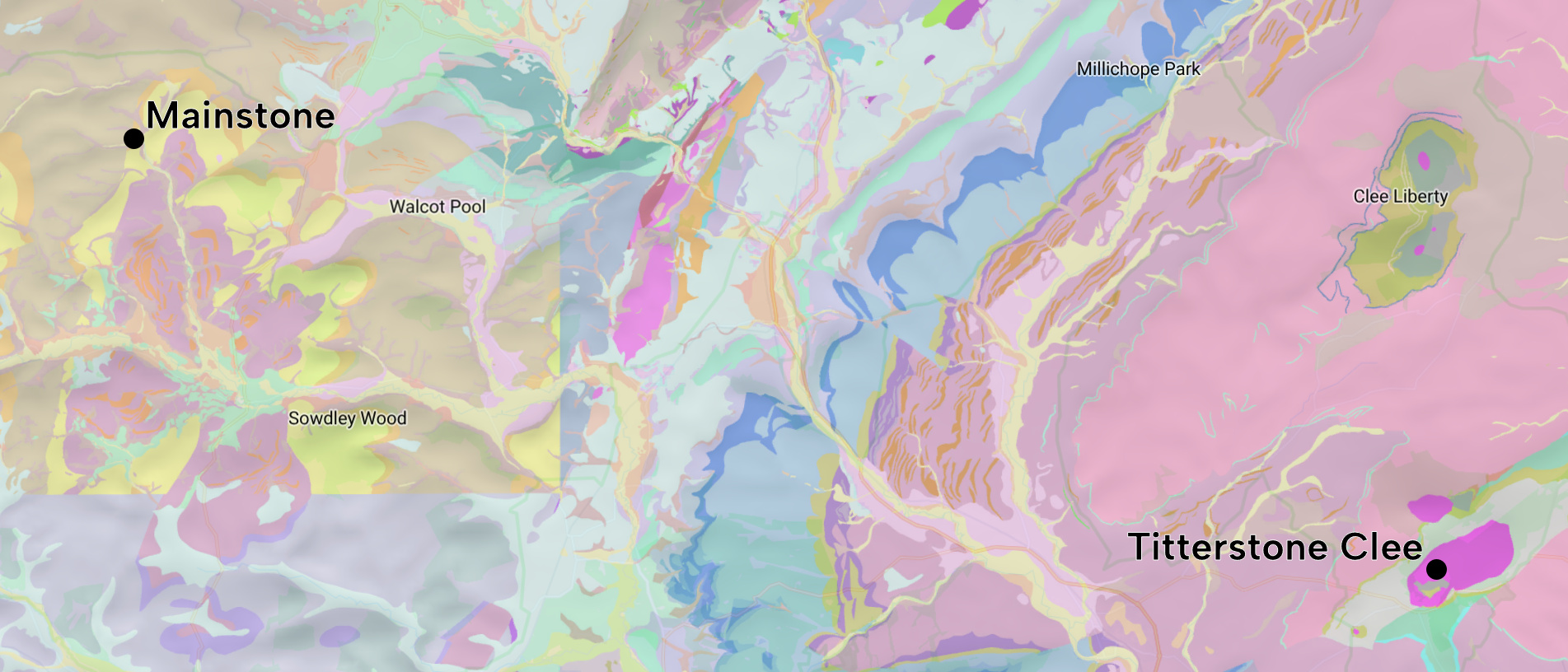 British Geological Survey geology viewer map around Mainstone