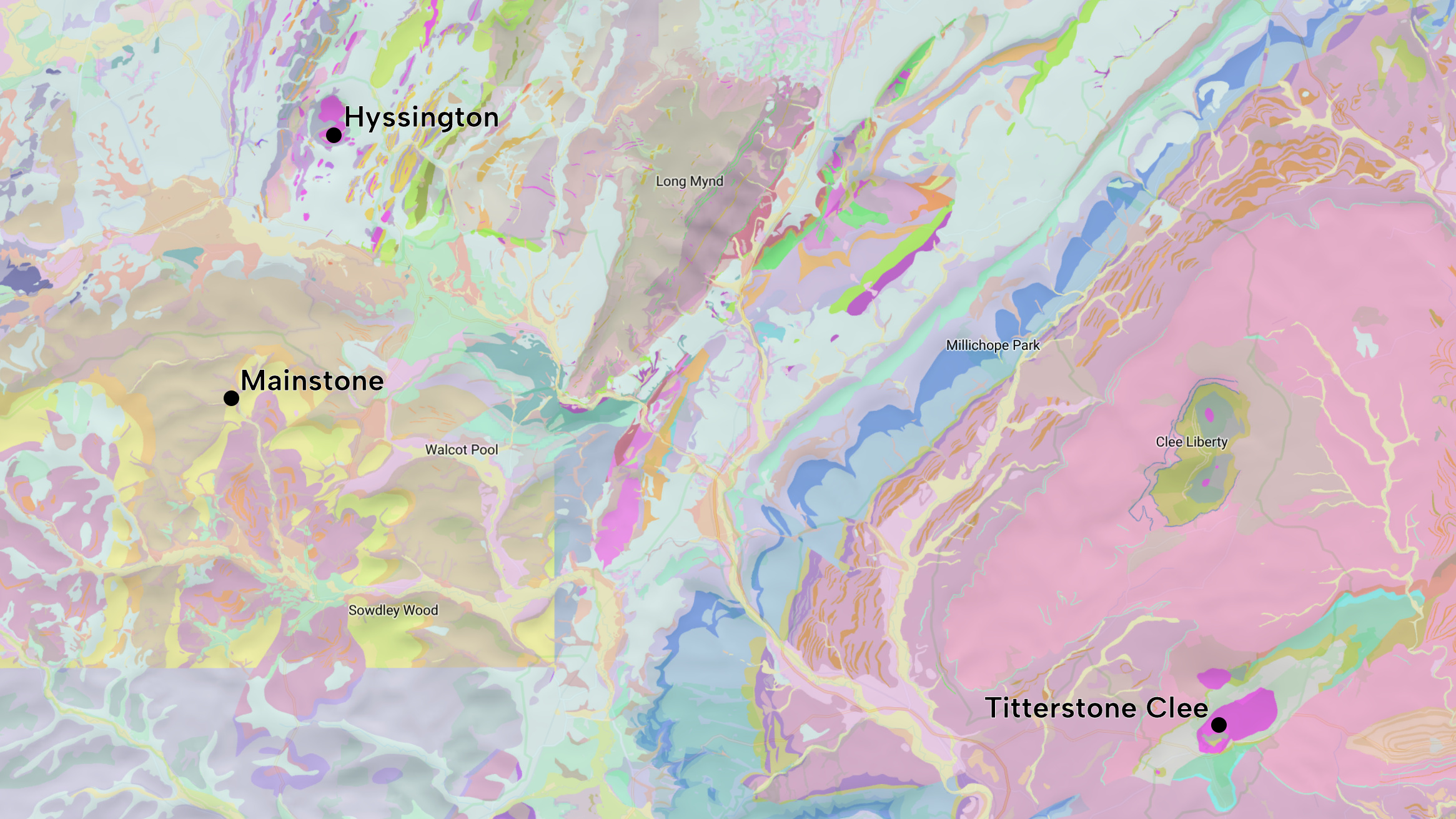British Geological Survey geology viewer map around Mainstone