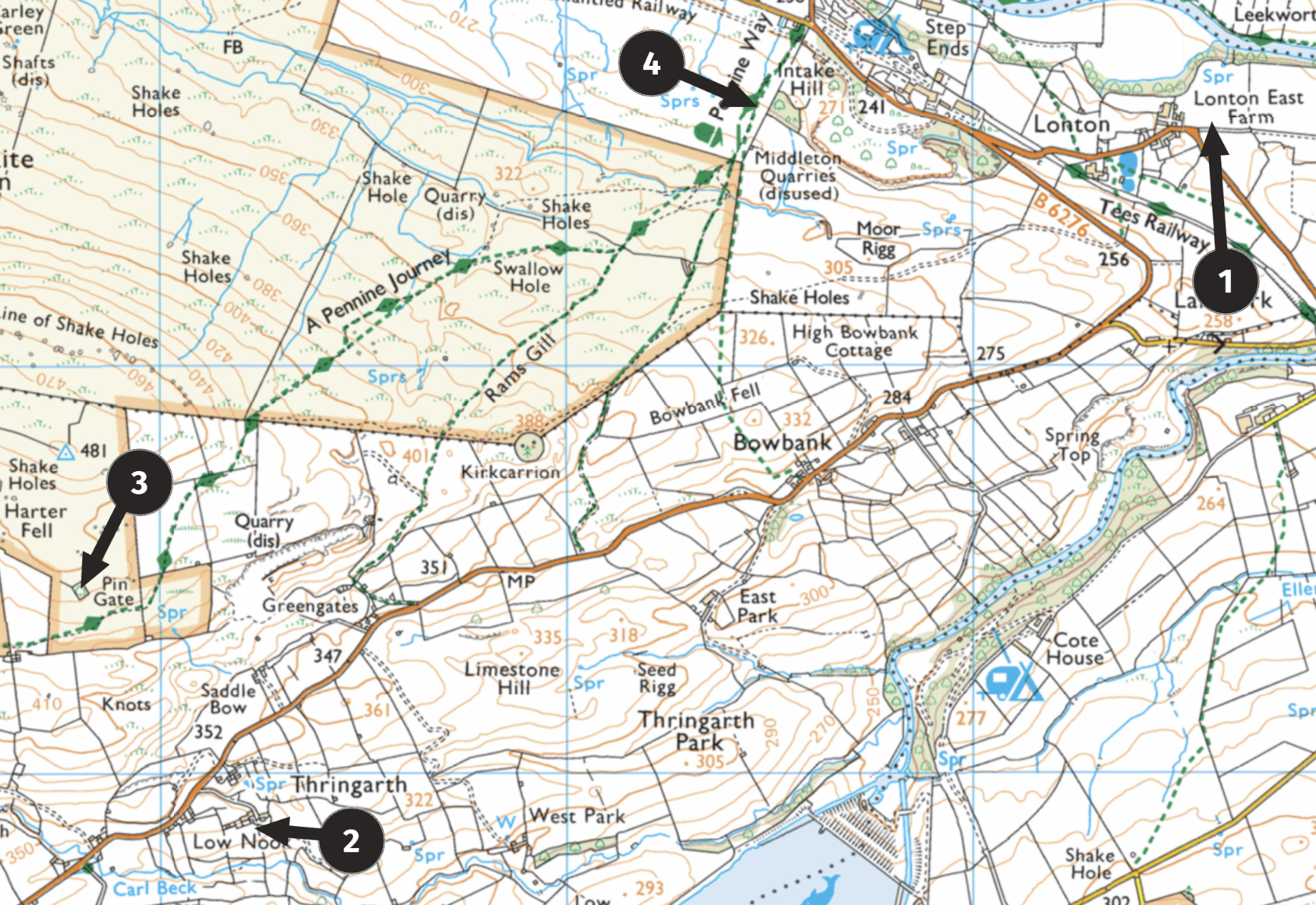 A topographical map